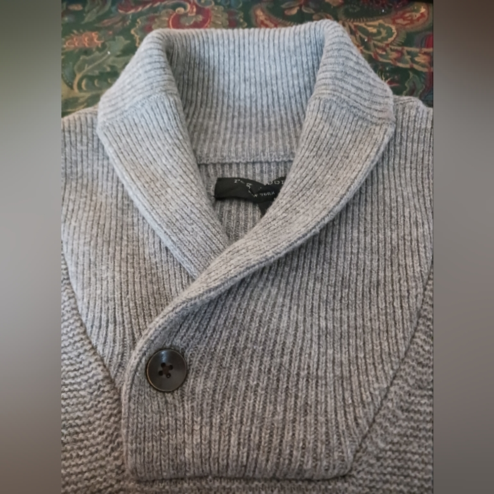 Rag & Bone Men's Gray Wool Shawl Collar Pullover Size XL